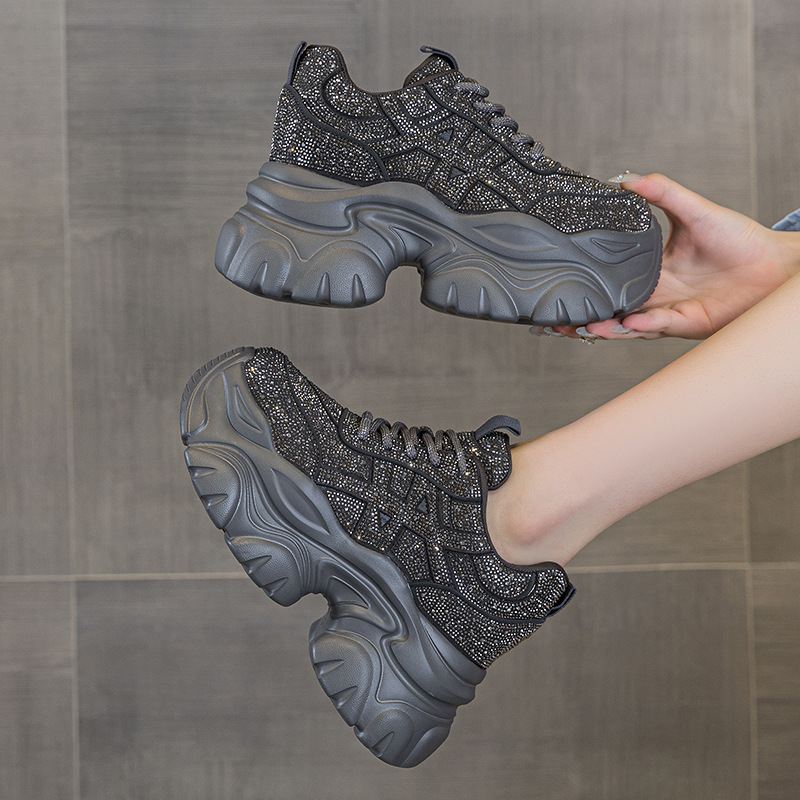 Running Shoes Women - Women's Sneakers Lace-Up High Heel Platform