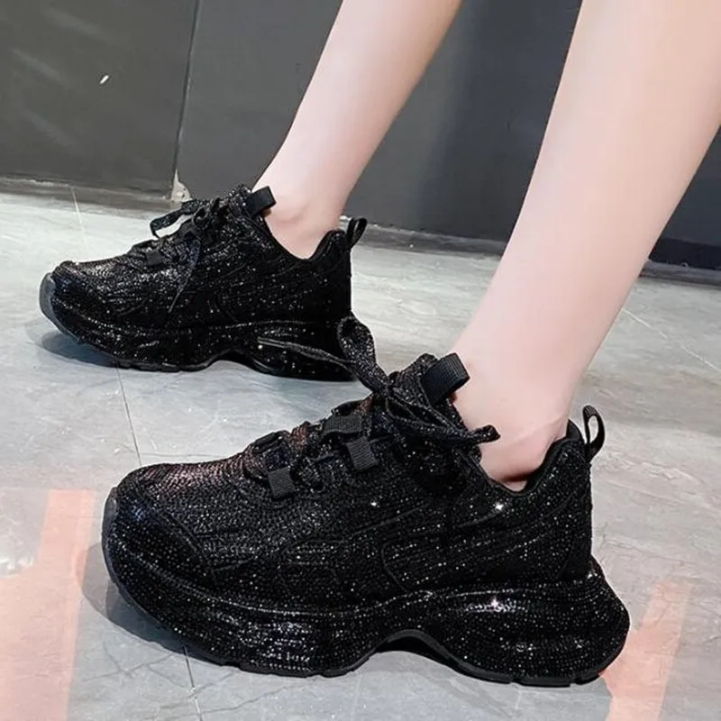 Running Shoes Women - Designer Women Bling Running Shoes Chunky