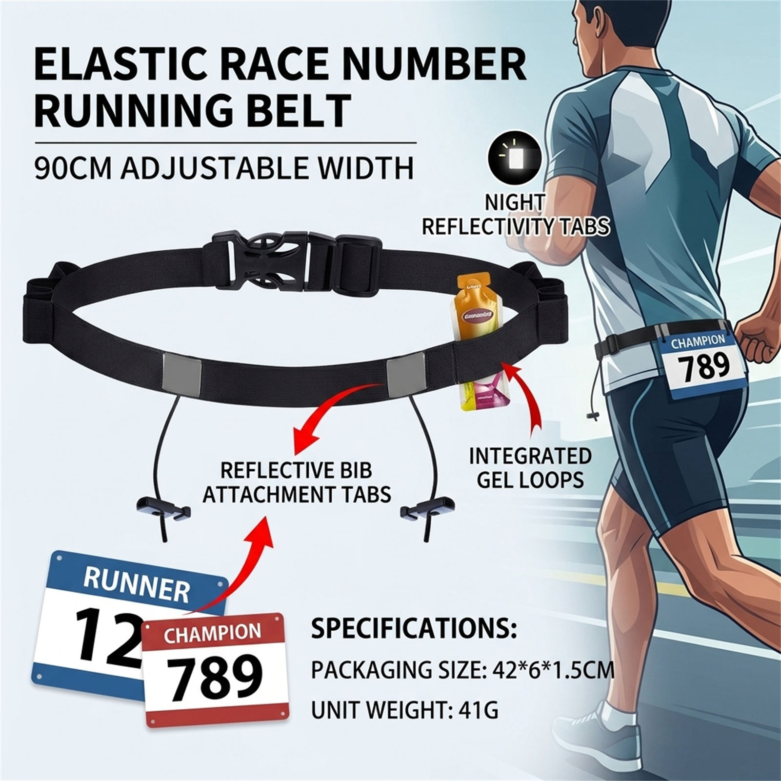 Reflective Race Bib Belt for T - огляд і ціна Race Bib