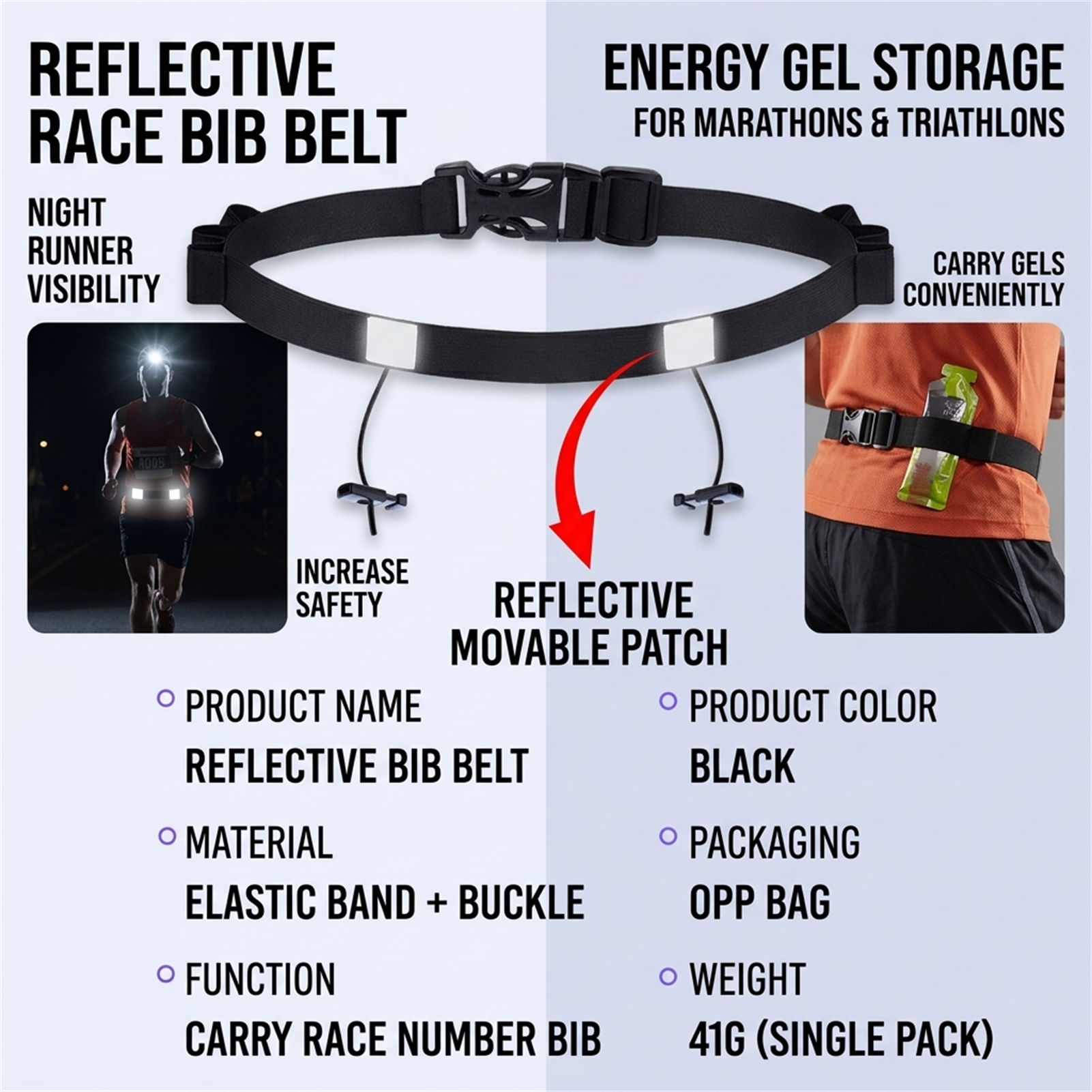 Reflective Race Bib Belt for T - огляд і ціна Race Bib