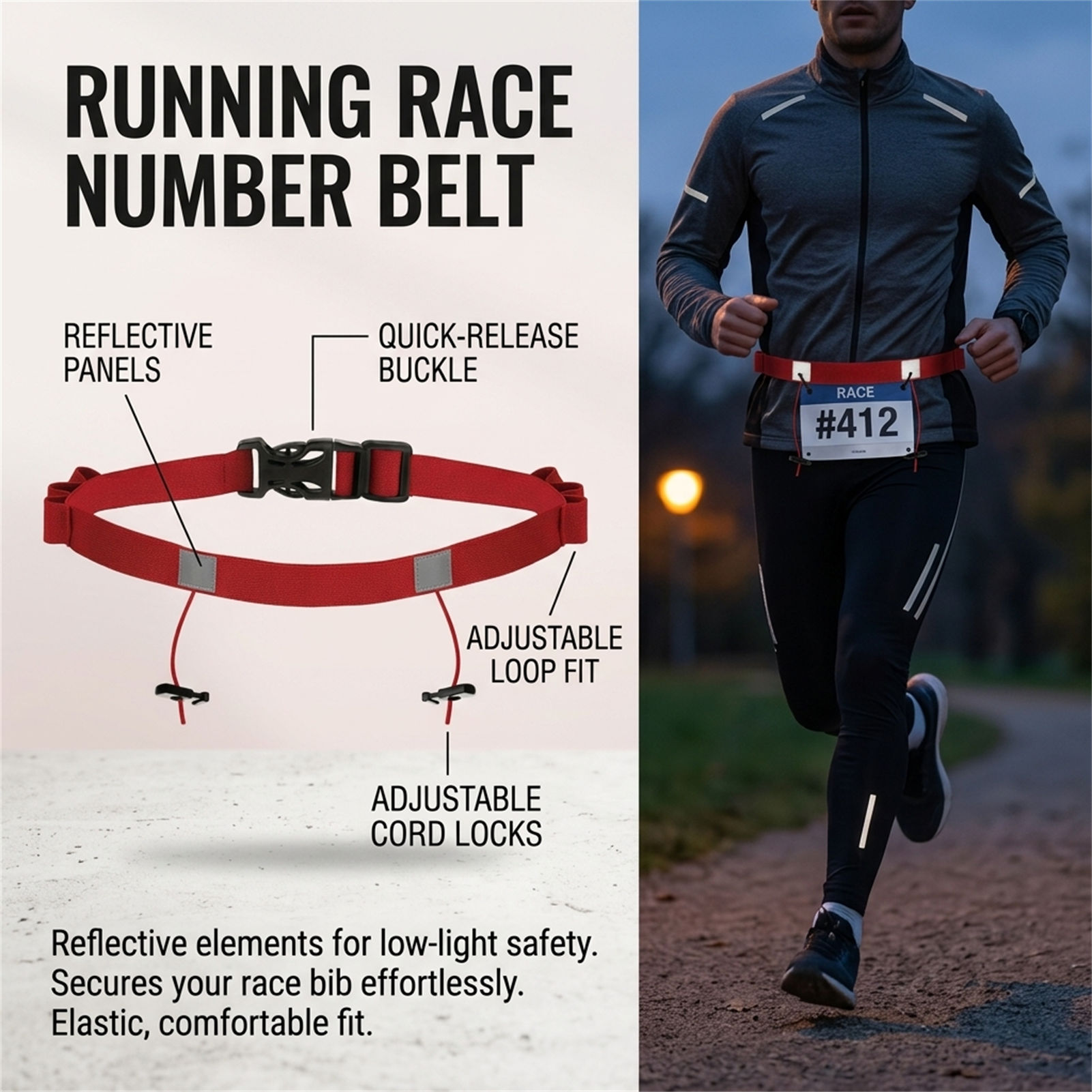 Reflective Race Bib Belt for T - огляд і ціна Race Bib