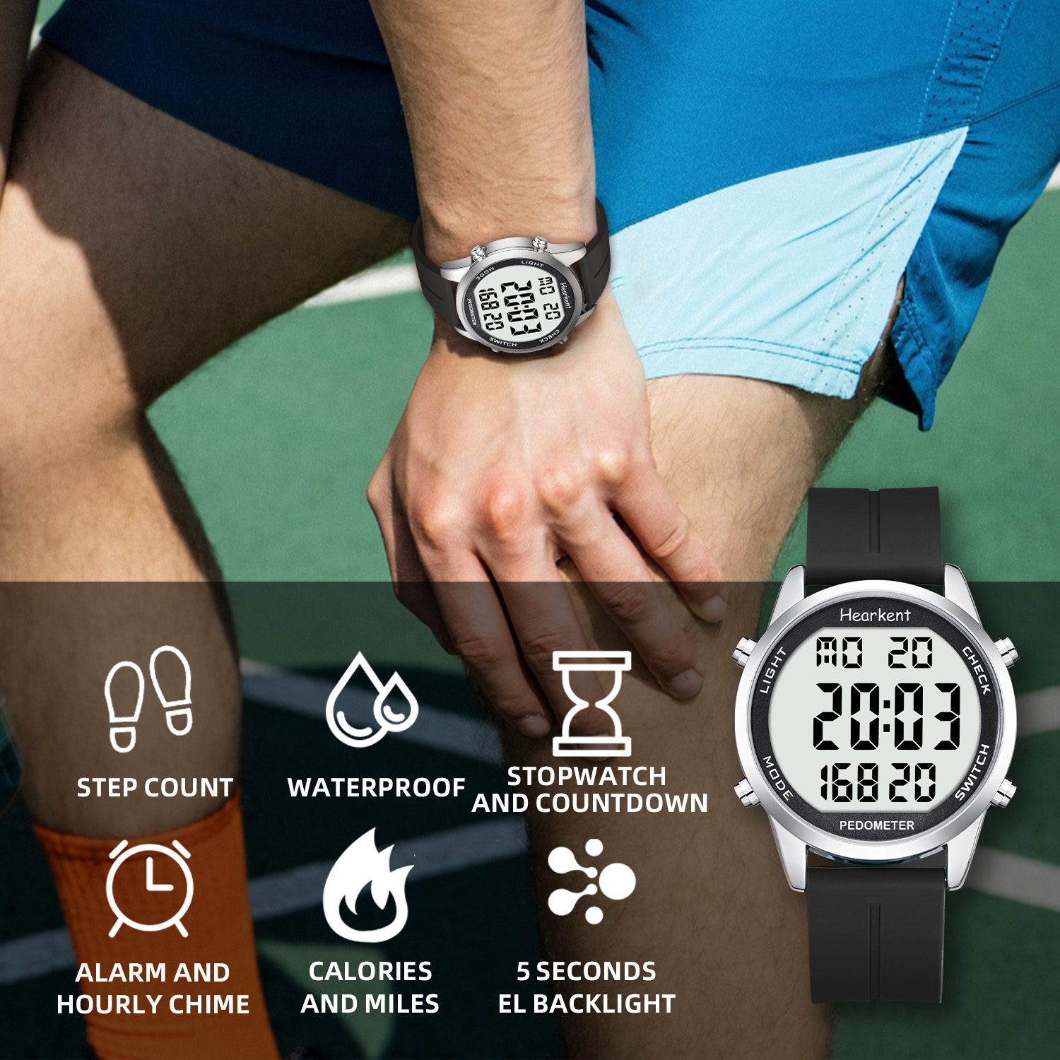 Hearkent Pedometer Watch Men/W - огляд і ціна Running Watch