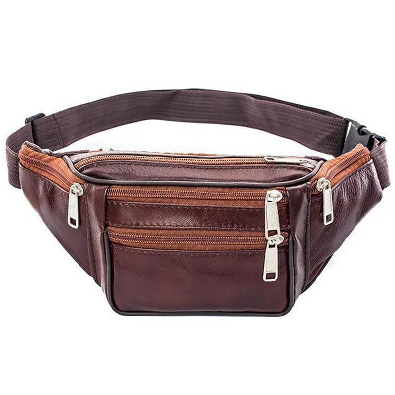 Leather Men Waist Chest Bag Th - огляд і ціна Running Belt